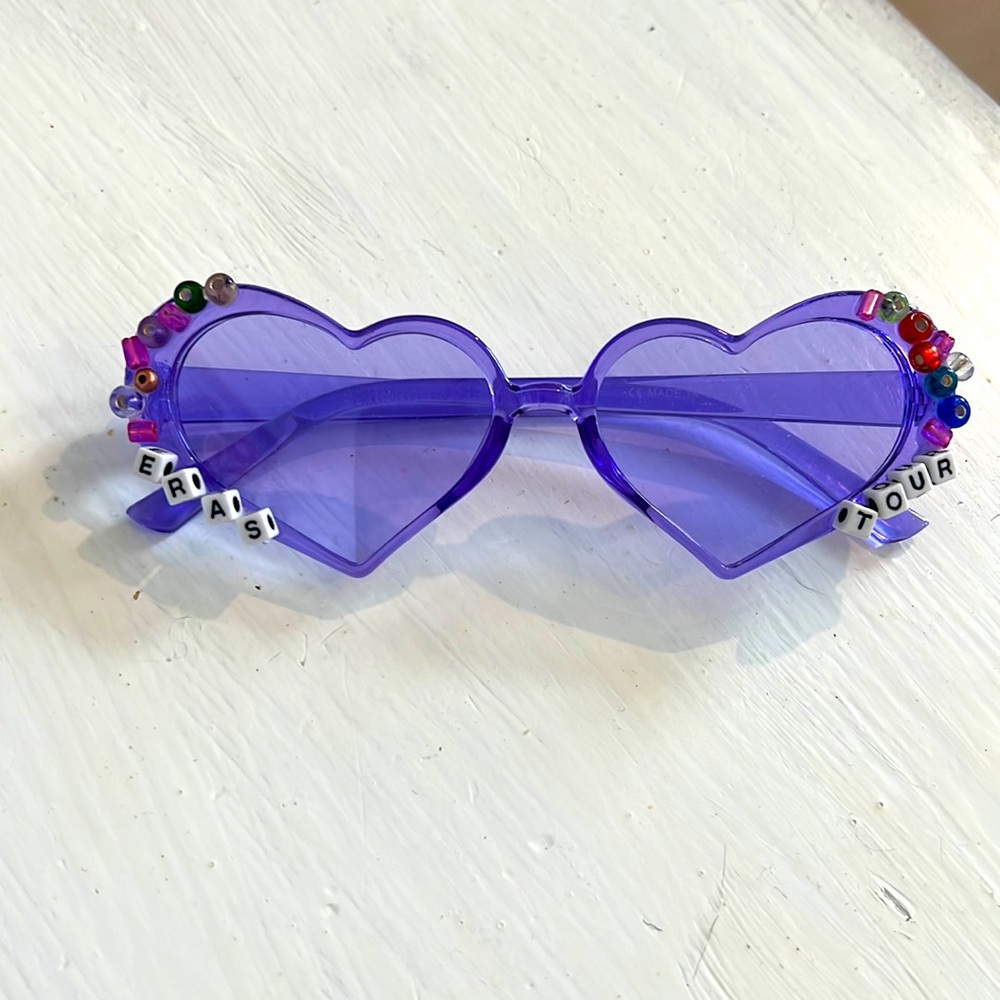 Taylor Swift Eras Tour Heart Shaped handmade Sunglasses- purple